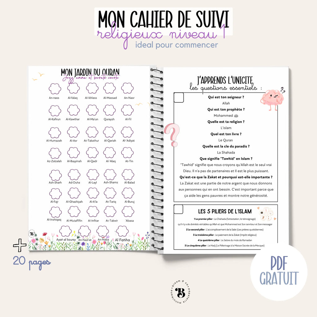 Mon cahier de suivi religieux Bloom and co papeterie