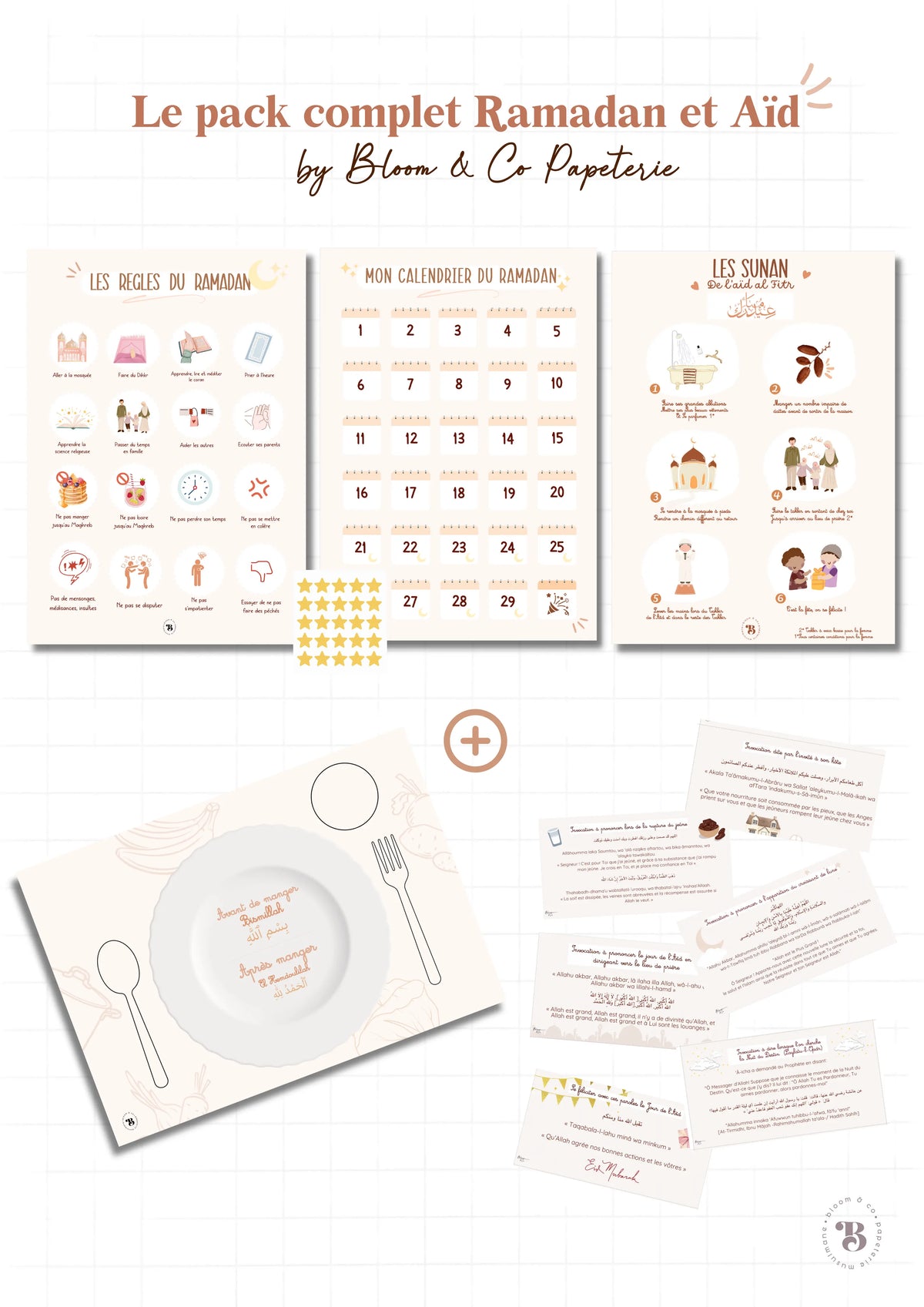 Pack complet Ramadan et Aïd Bloom and co papeterie