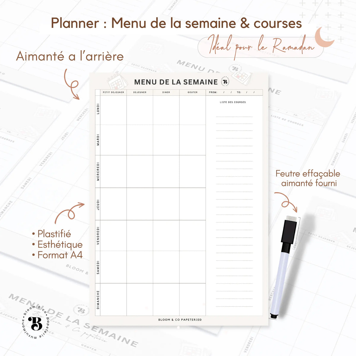 Menu de la semaine Bloom and co papeterie