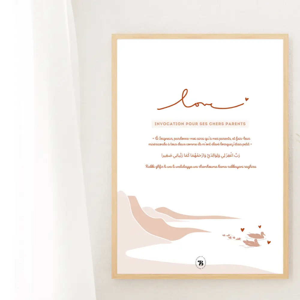 Affiche : Doua pour ses parents - Collection Boho Bloom and co papeterie