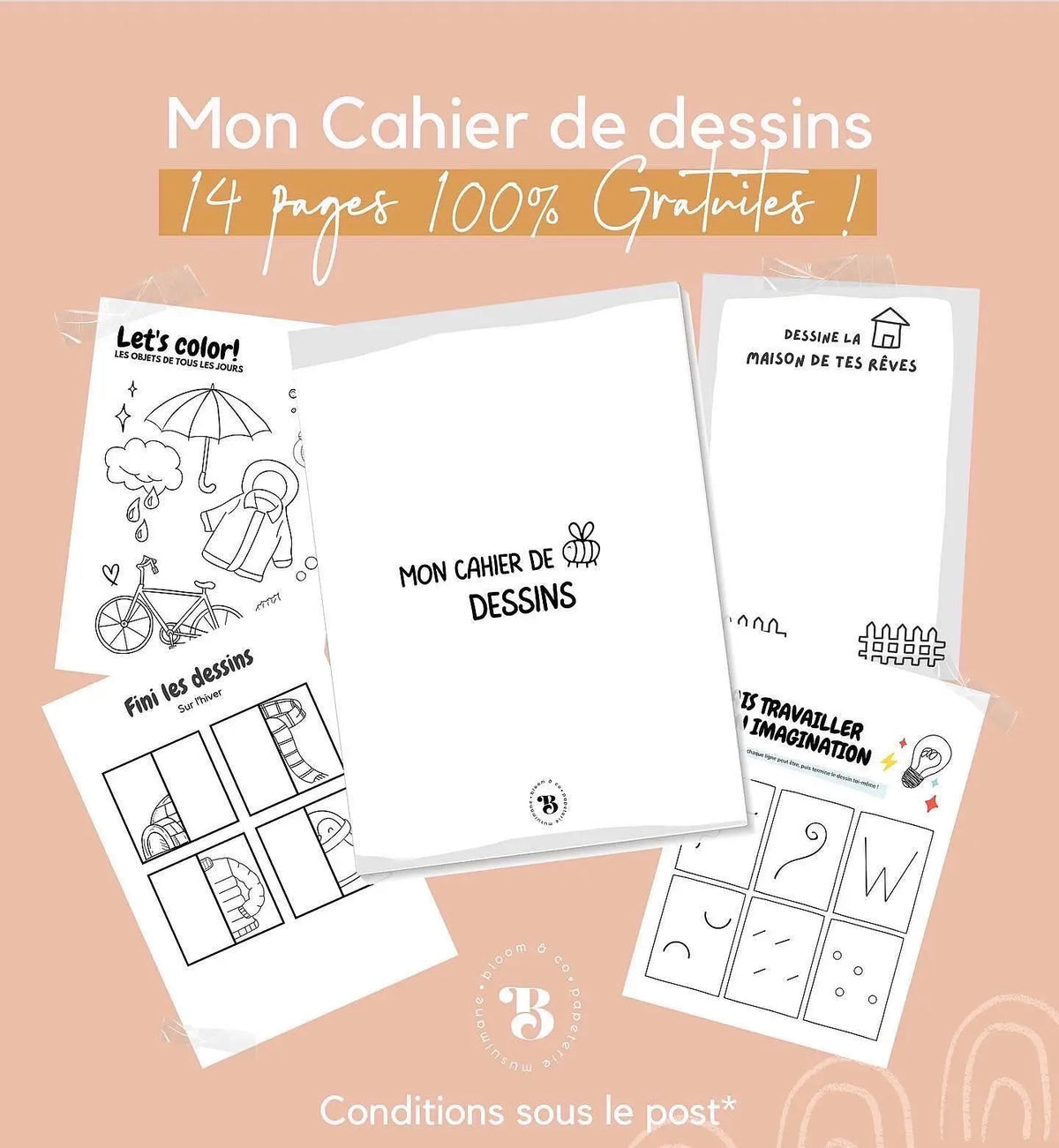 Mon cahier de dessins Bloom and co papeterie